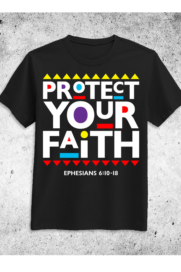 Protect Your Faith Women’s Black Printed Short Sleeve T-Shirt
